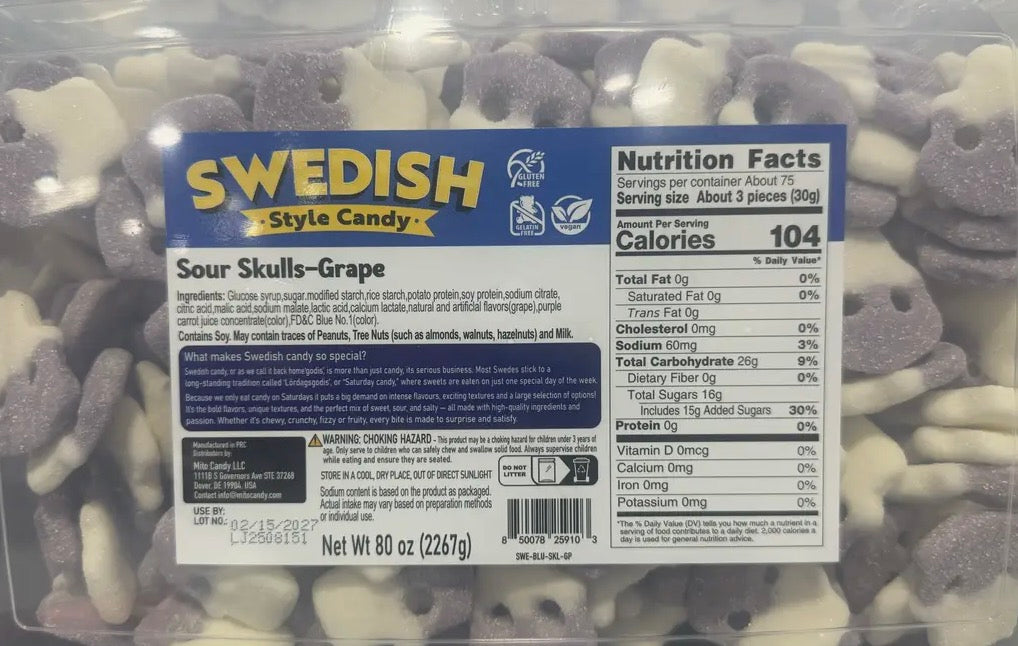 Sour Grape Skull Gummy Candy (5 lb Bulk Tub)