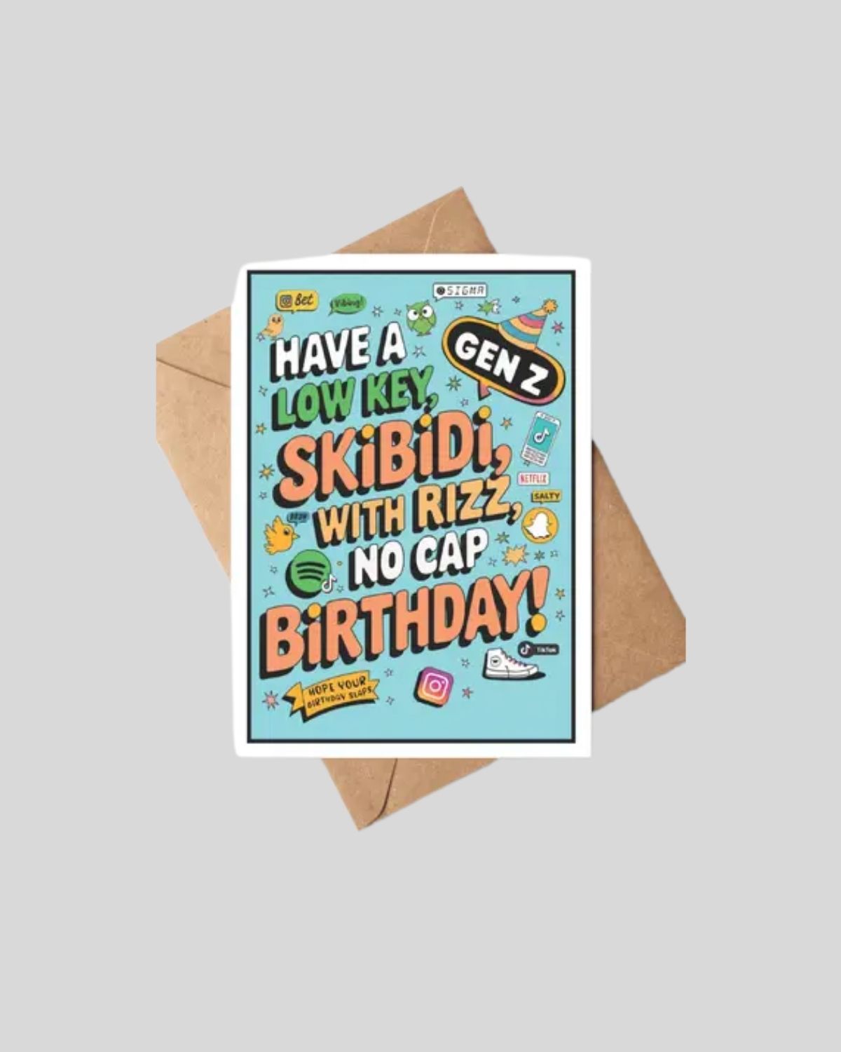 Funny Gen Z Birthday Card  Skibidi Rizz No Cap Card
