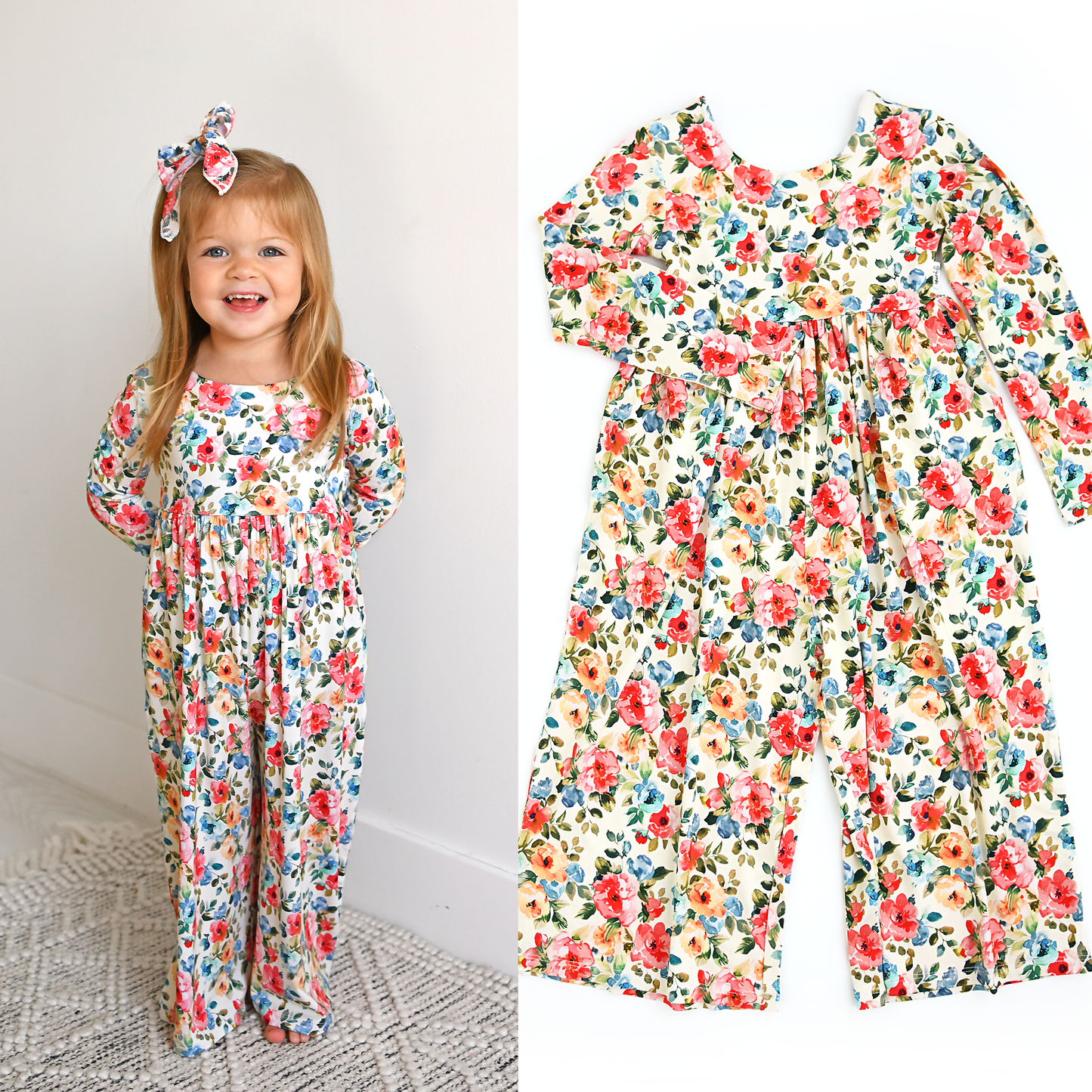 Kids floral wide leg romper