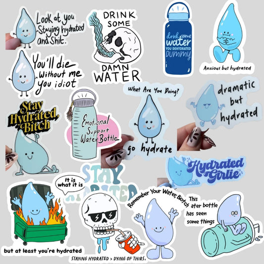 Hydrated & Unhinged Sticker Pack – Set of 4