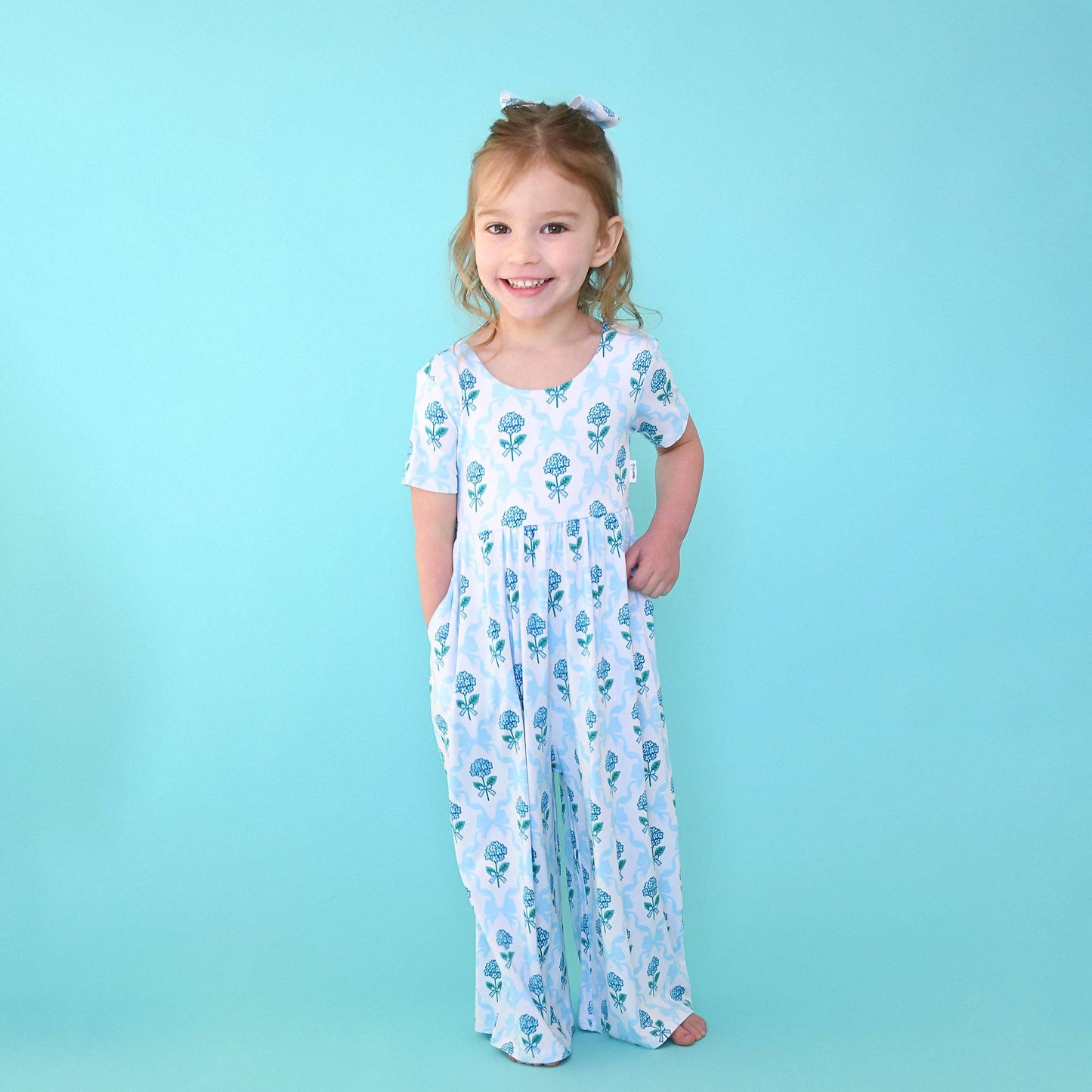Kids Wide Leg Romper Bamboo Floral