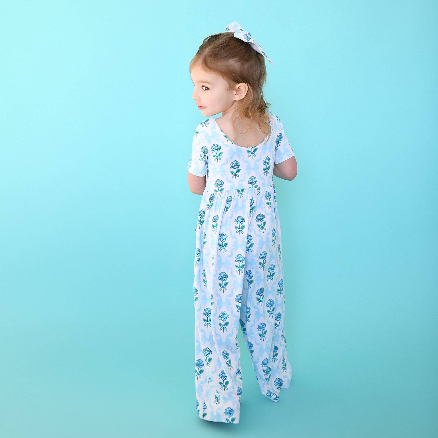 Kids Wide Leg Romper Bamboo Floral